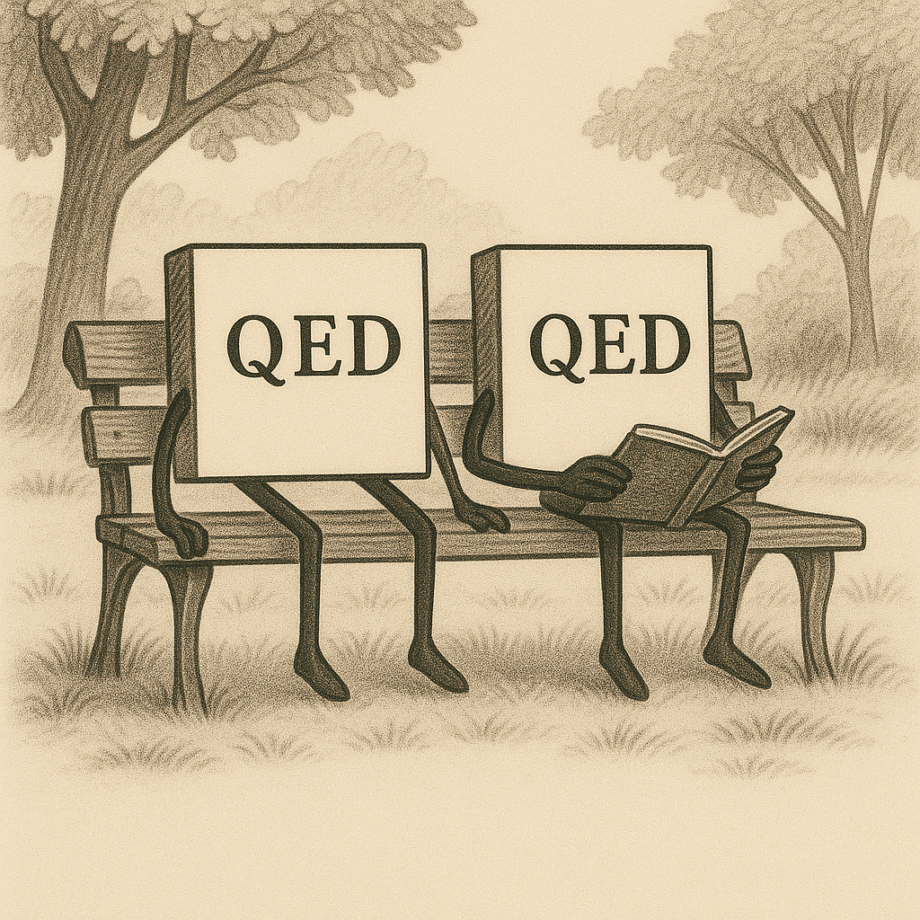 QED Characters on a Bench